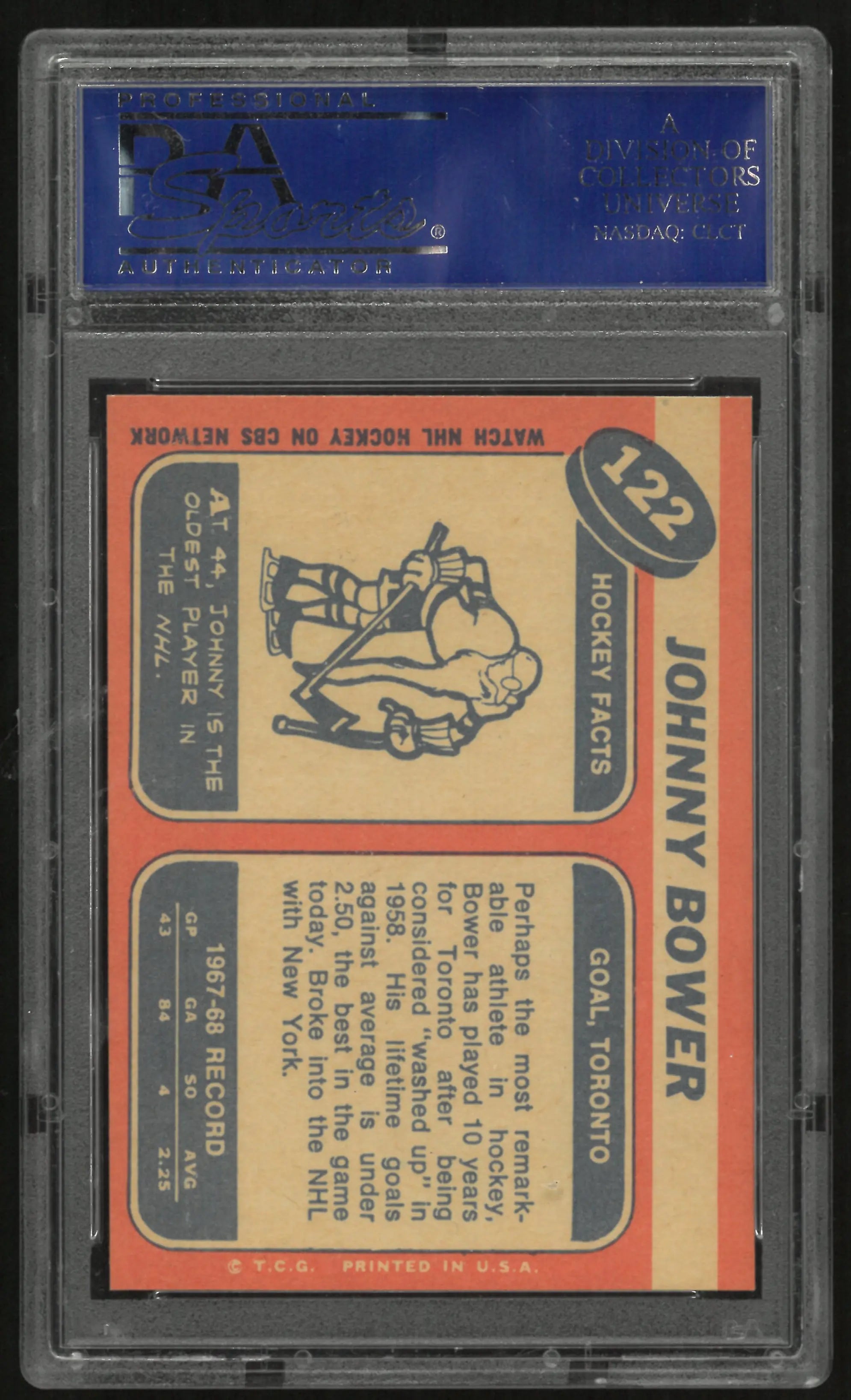 1965 Topps Johnny Bower PSA 8 