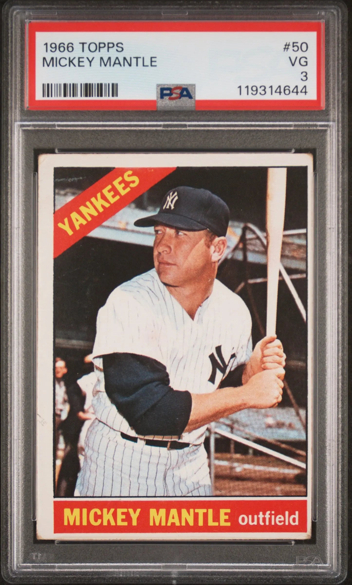 1966 Topps Baseball Mickey Mantle PSA 3 