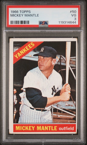 1966 Topps Baseball Mickey Mantle PSA 3 