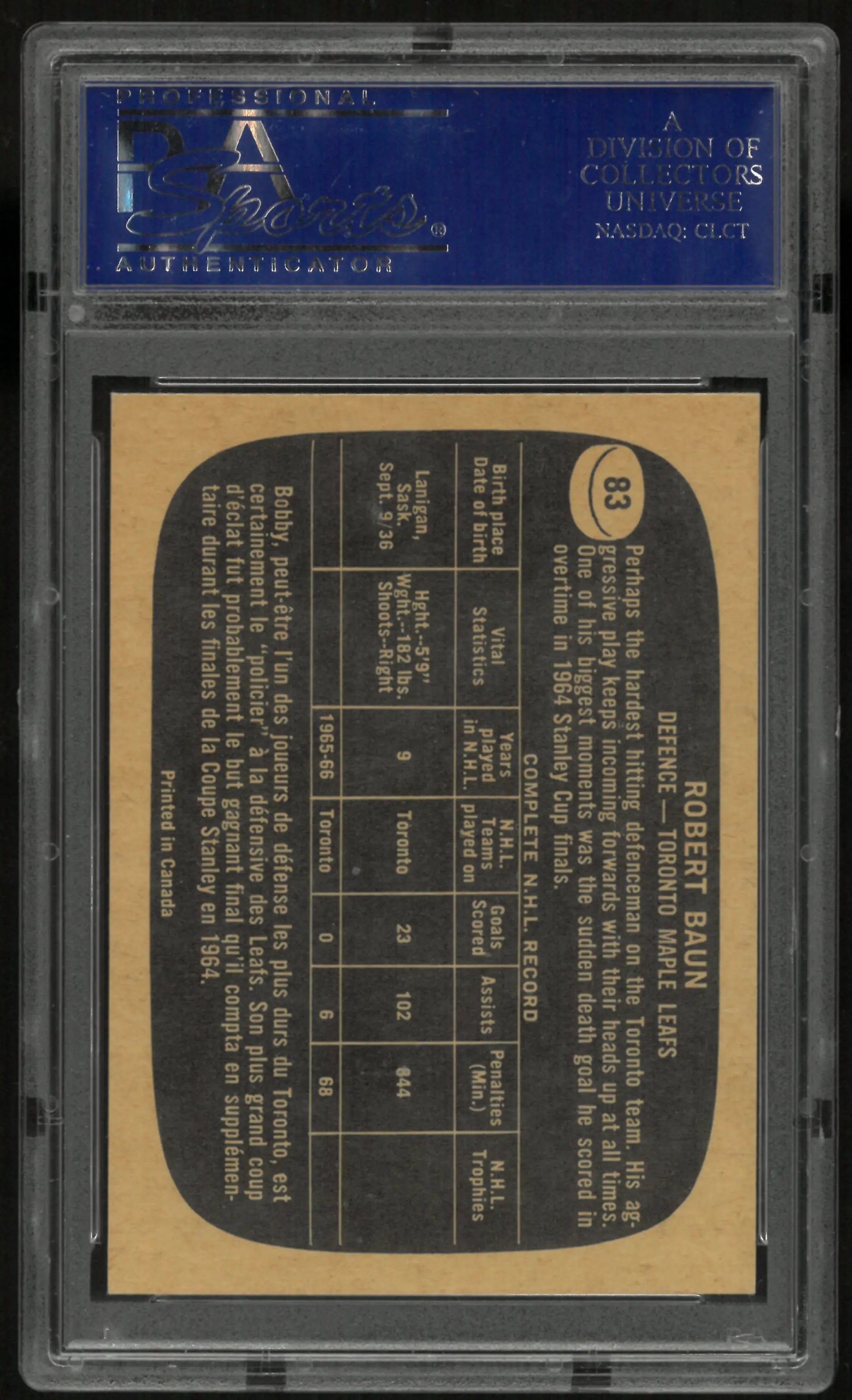 1966 Topps Bob Baun PSA 7 