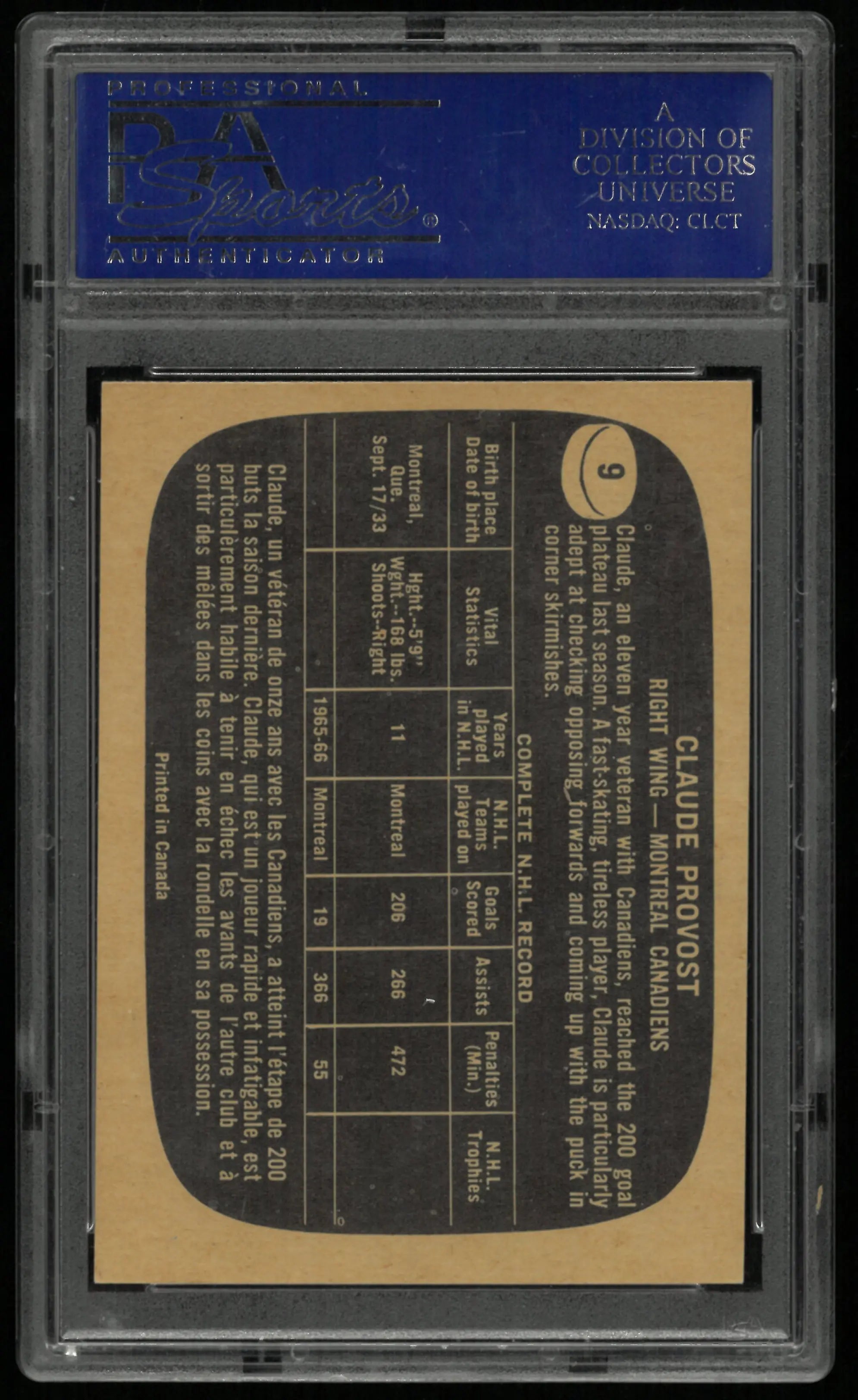 1966 Topps Claude Provost PSA 7 
