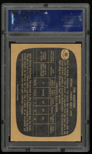 1966 Topps Hockey Tim Horton PSA 7 
