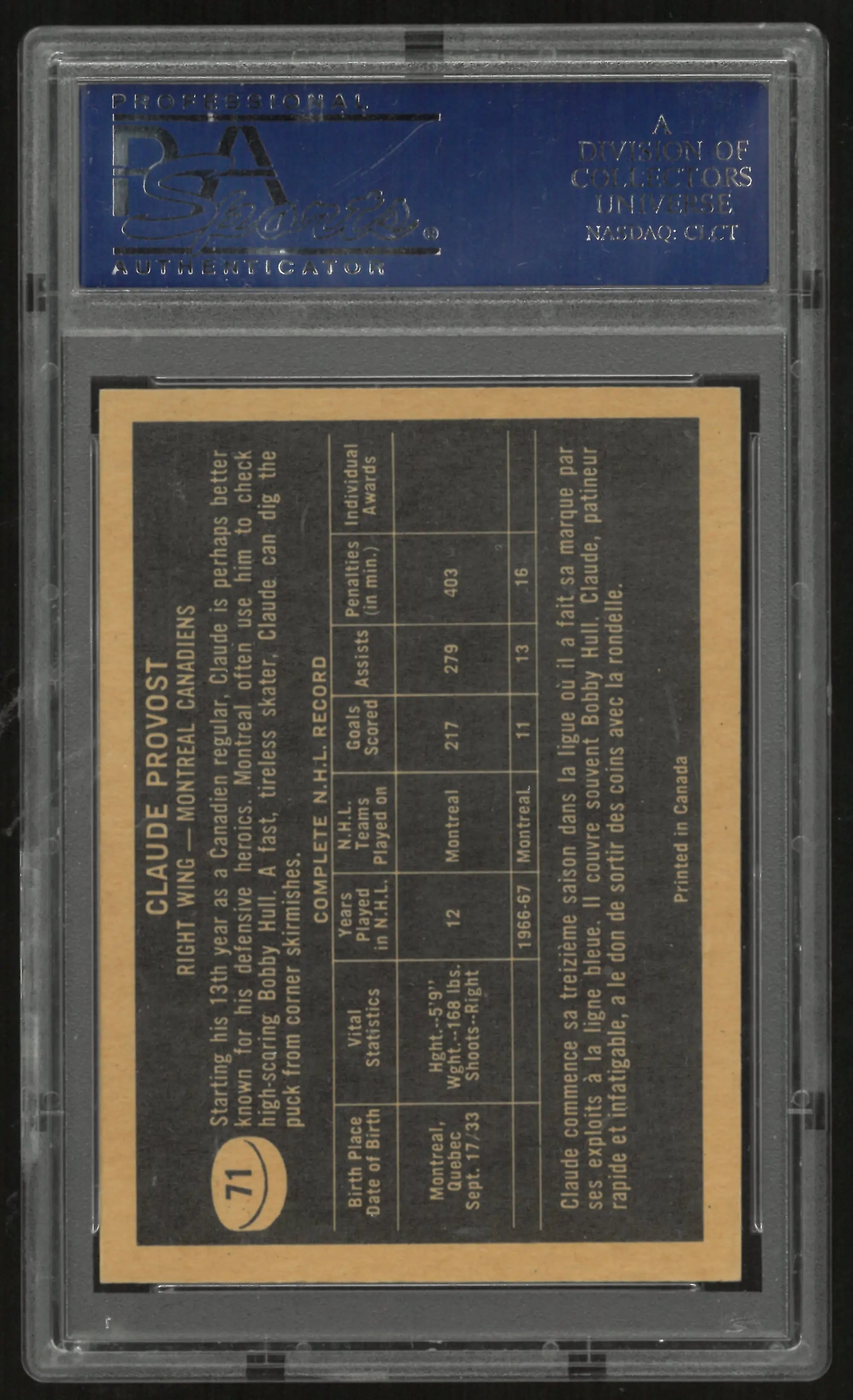 1967 Topps Claude Provost PSA 8 