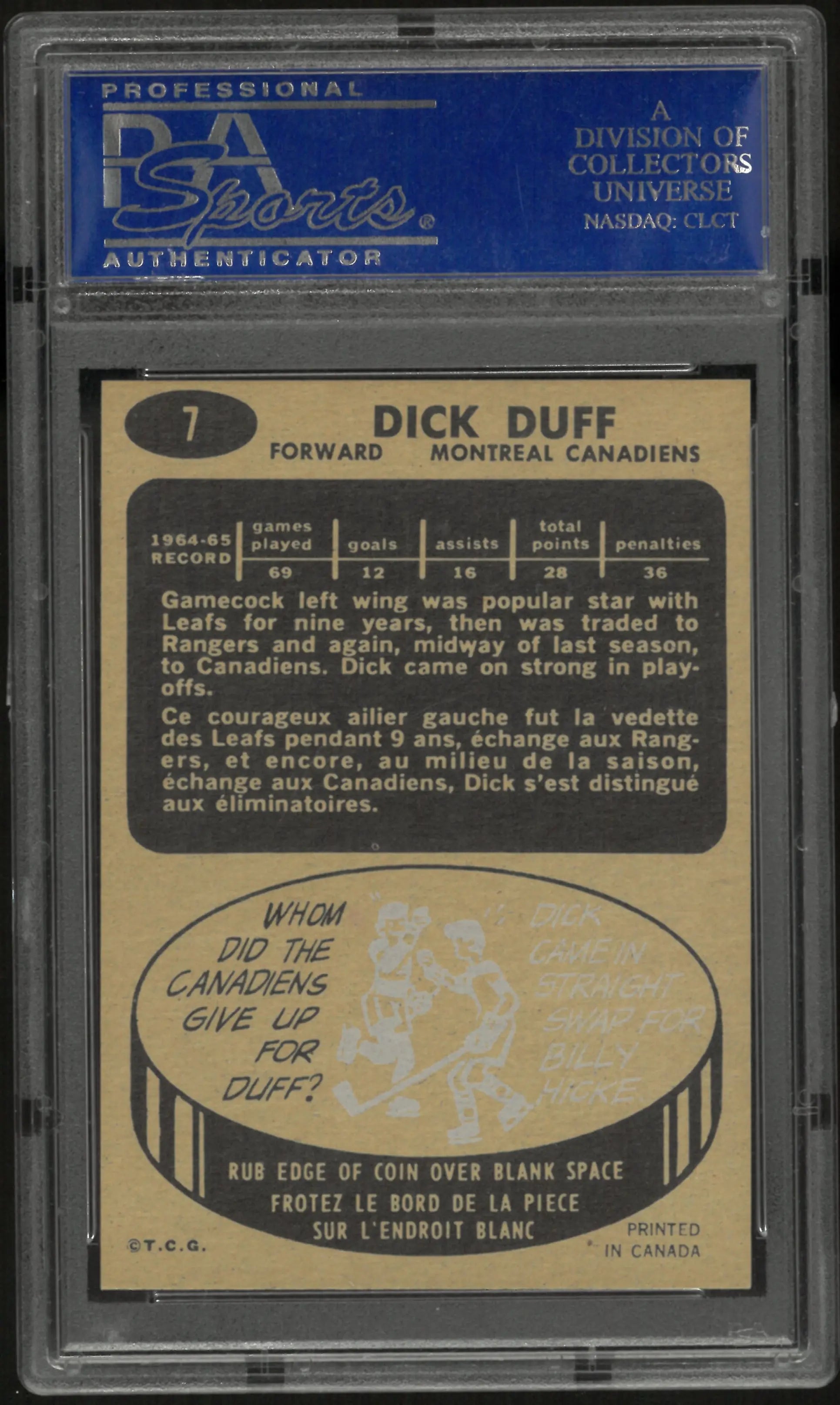 1968 O-Pee-Chee Hockey Henri Richard PSA 8 