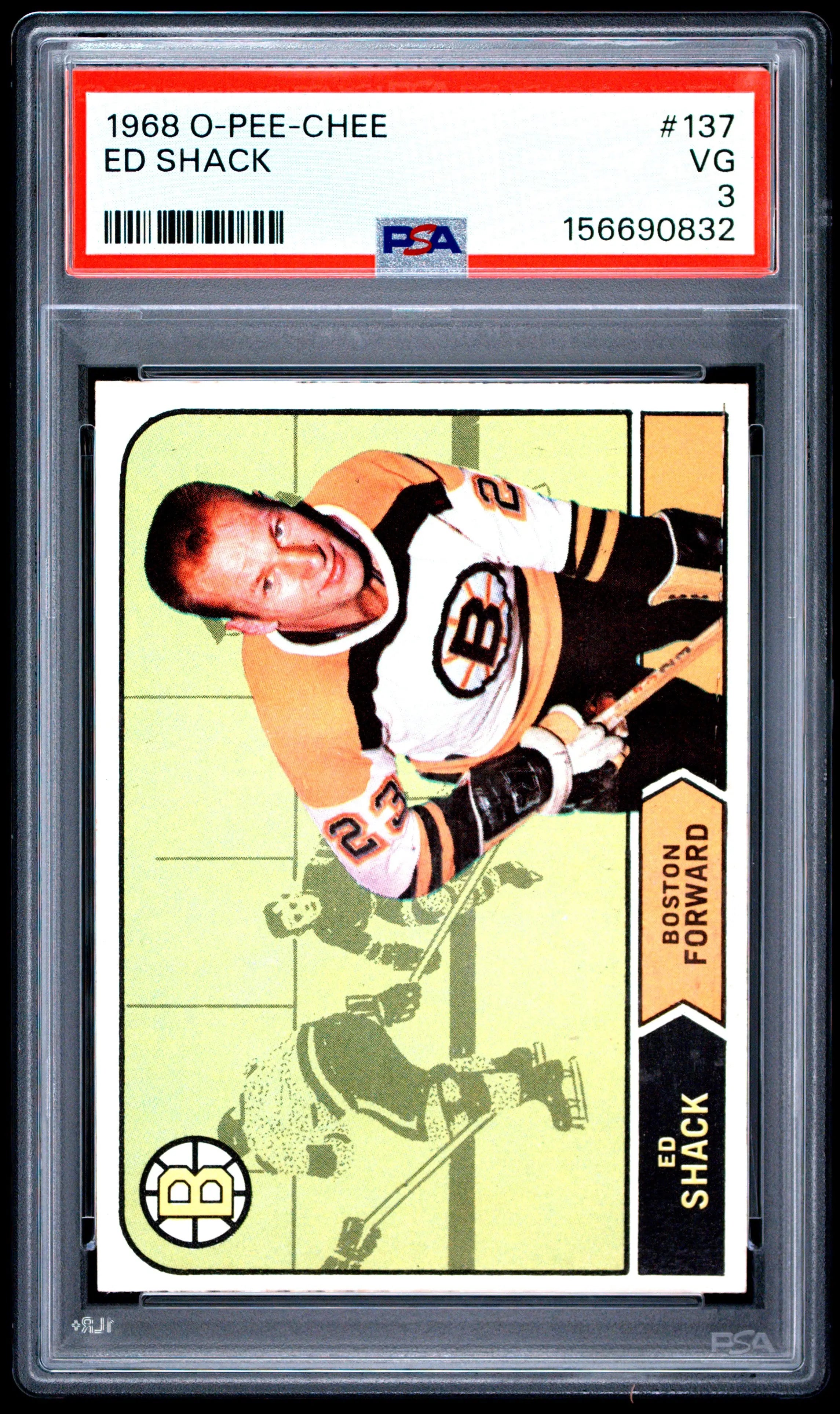 1968 O-Pee-Chee OPC Hockey Ed Shack PSA 3 