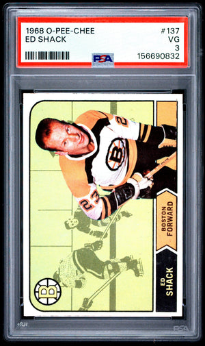 1968 O-Pee-Chee OPC Hockey Ed Shack PSA 3 