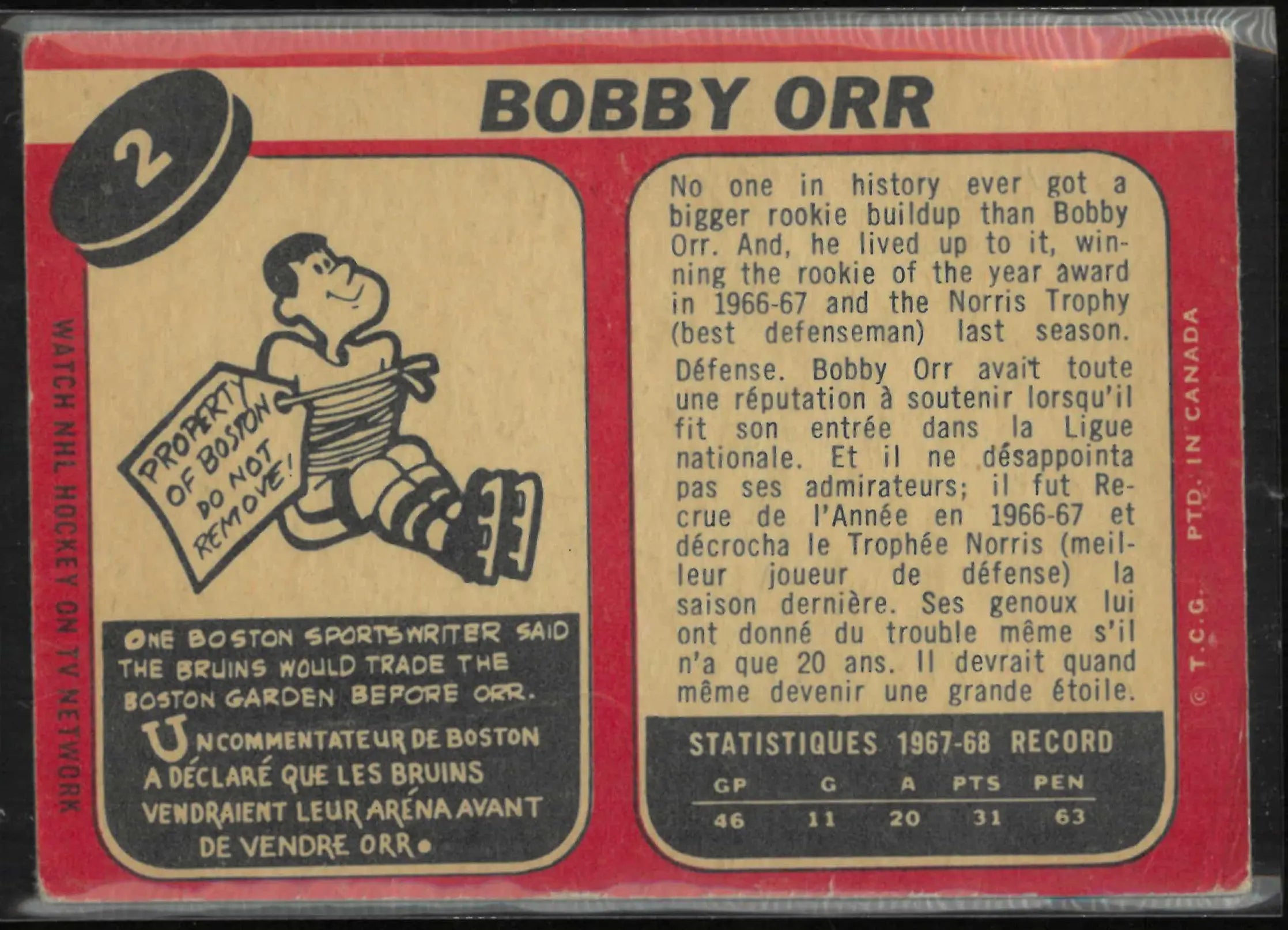 1968 Topps Hockey Bobby Orr 