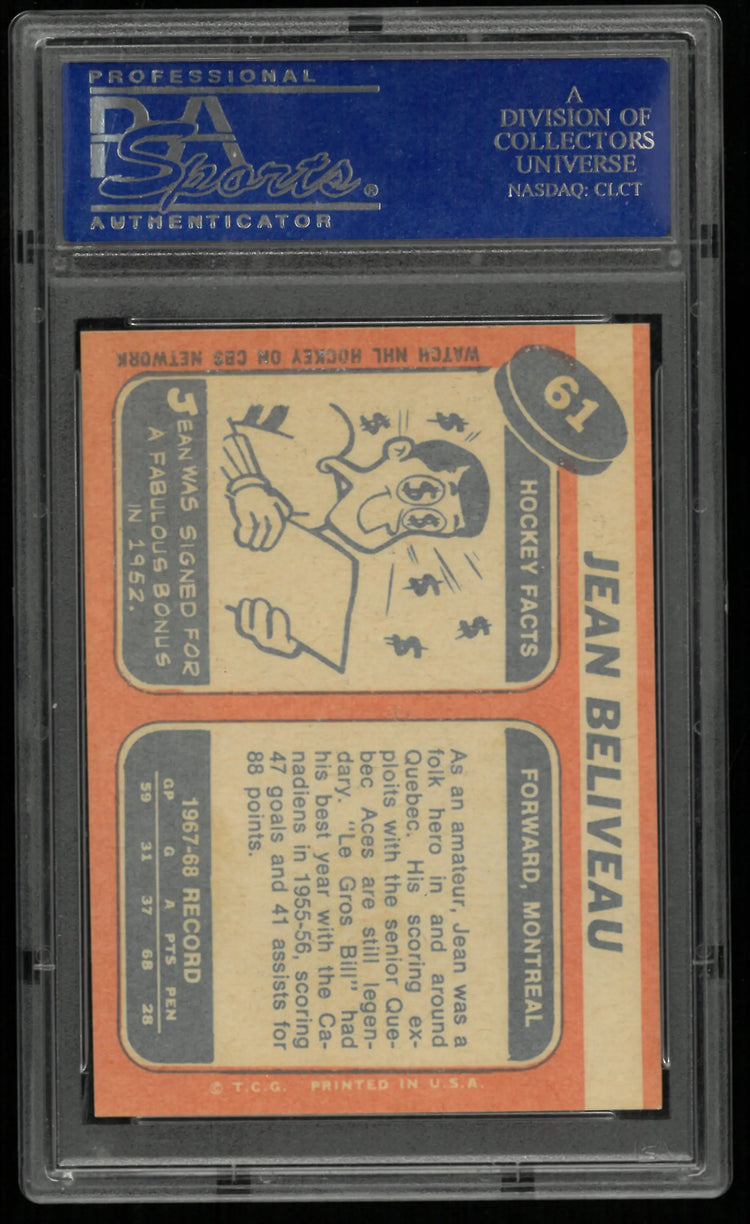 1968 Topps Jean Beliveau PSA 7 