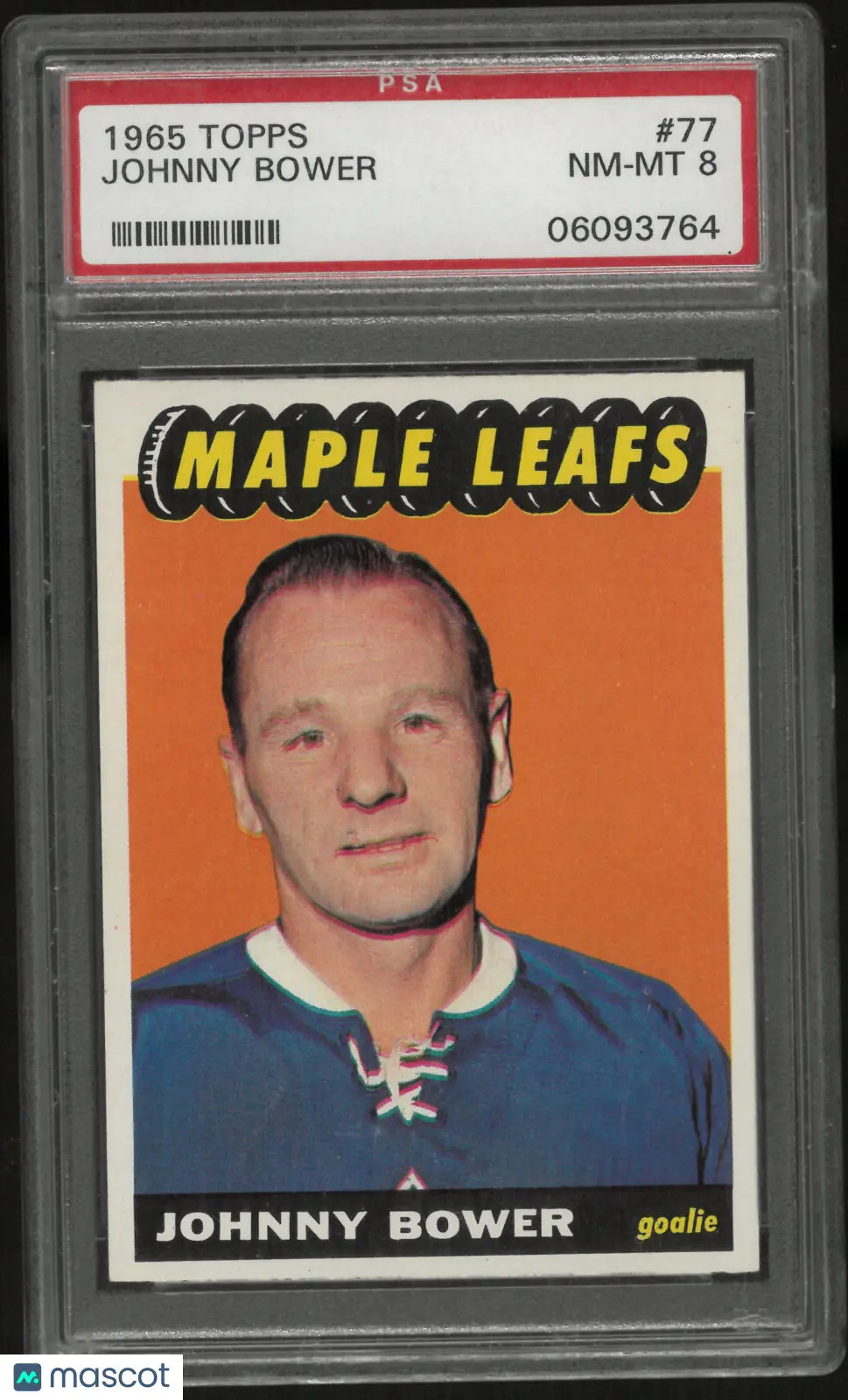 1968 Topps Johnny Bower PSA 8 