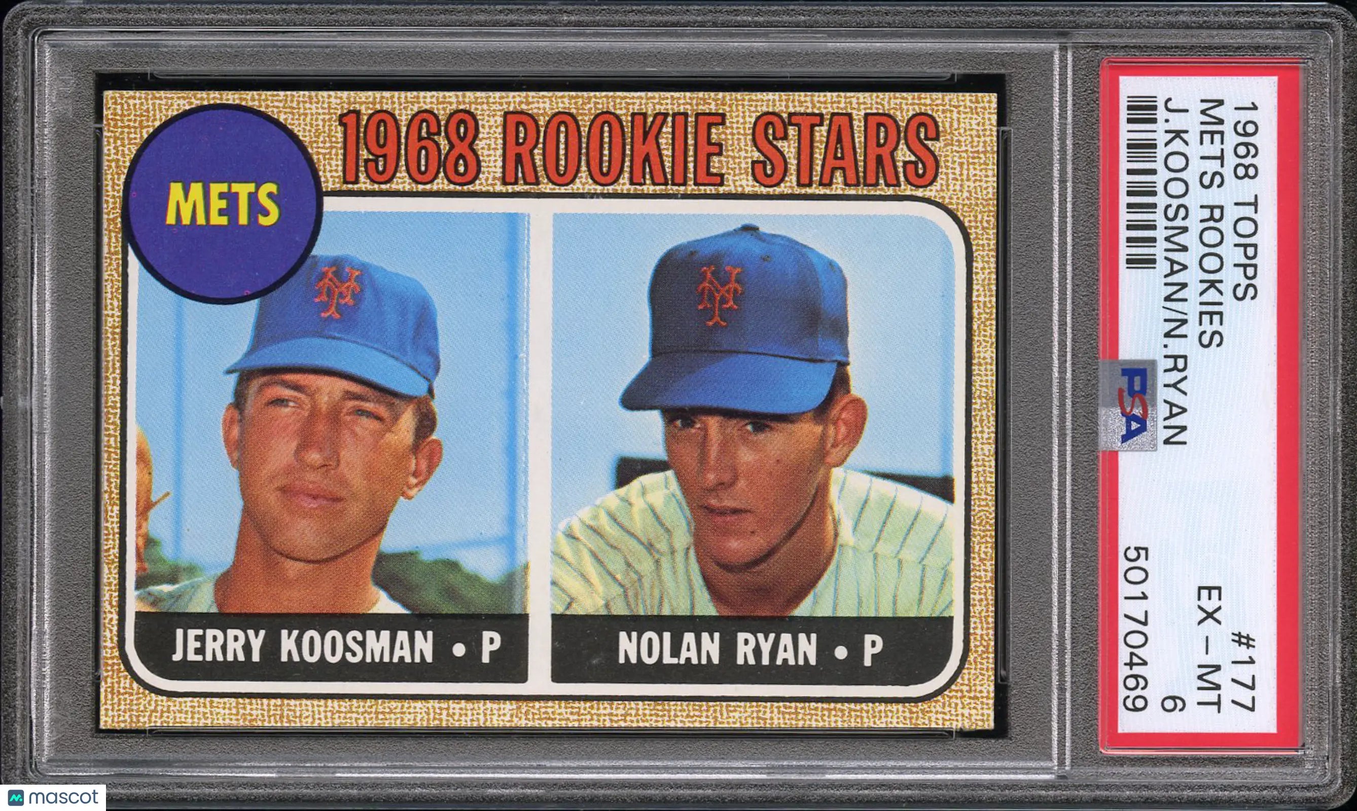 1968 Topps Mets Rookies Koosman Nolan Ryan RC Rookie PSA 6 #177 
