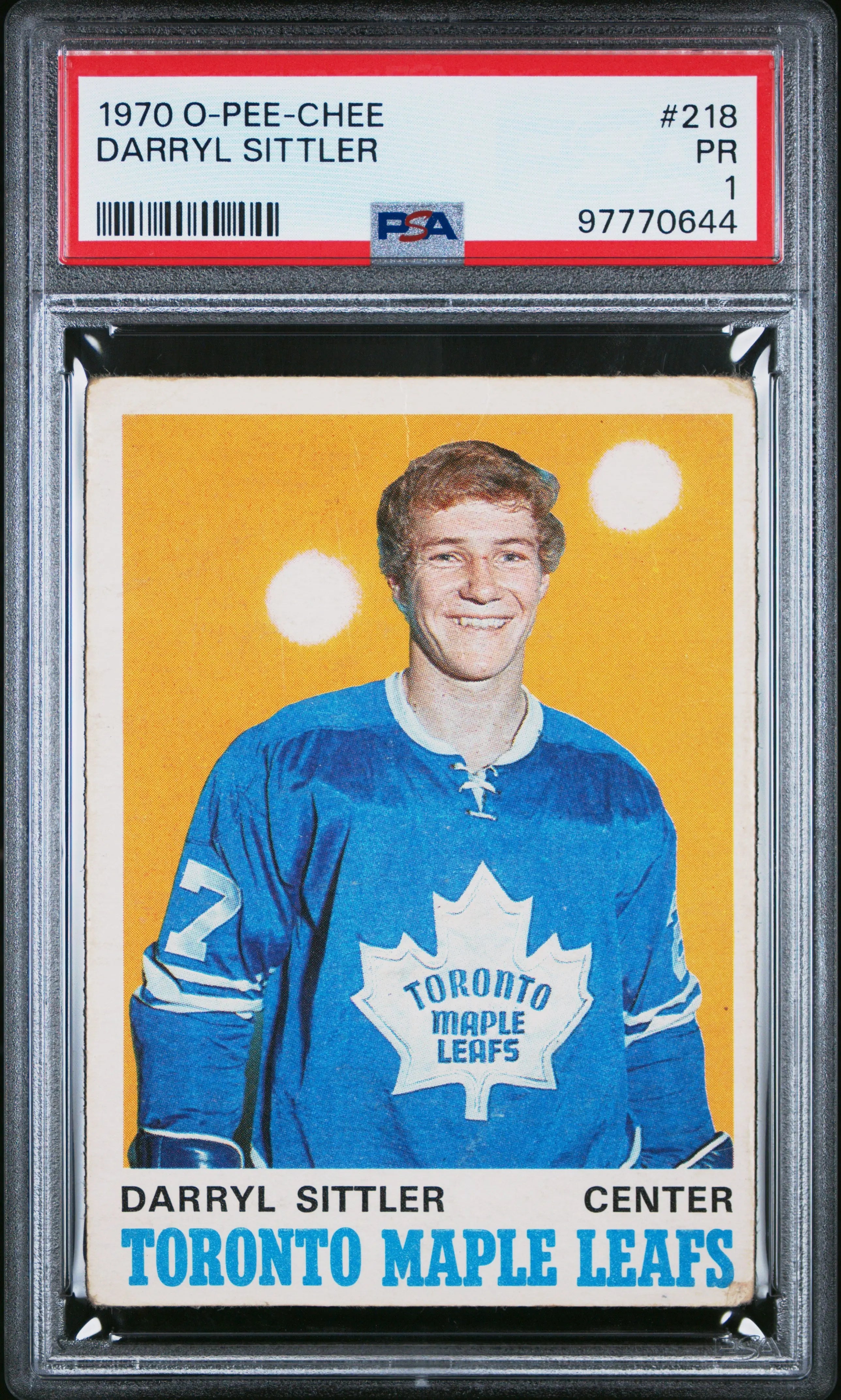 1970 O-Pee-Chee OPC Hockey Darryl Sittler PSA 1 