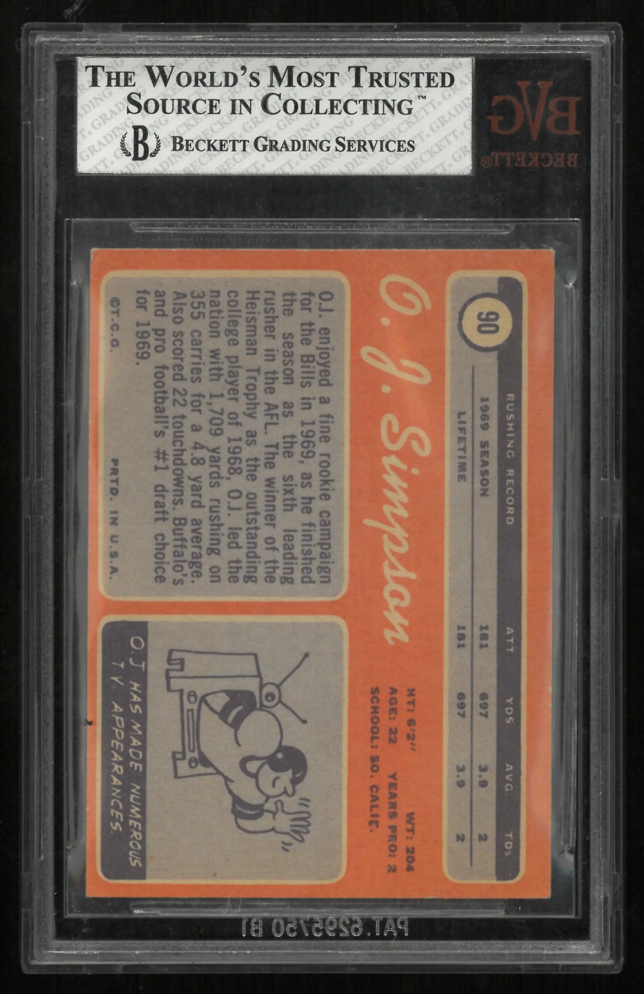 1970 Topps O.J. Simpson #90 Rookie BVG 4 