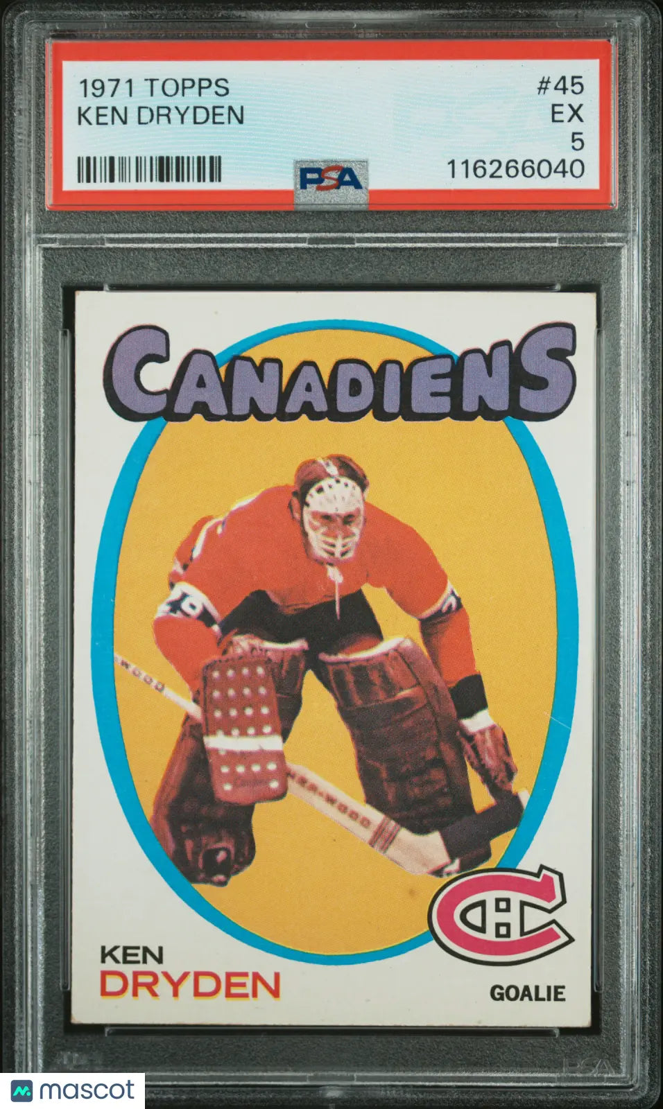 1971-72 Topps Hockey Ken Dryden RC Rookie #45 PSA 5 Montreal Canadiens 
