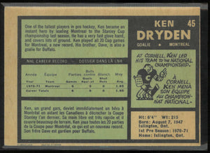 1971 O-Pee-Chee OPC Hockey Ken Dryden 