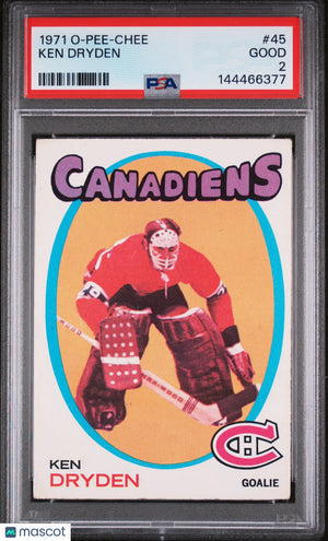 1971 O-Pee-Chee OPC Ken Dryden RC Rookie #45 PSA 2 NEW CERT 
