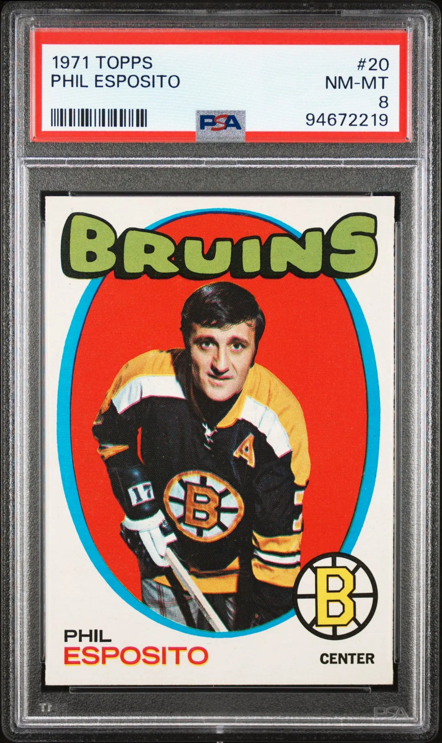 1971 Topps Hockey Phil Esposito PSA 8 