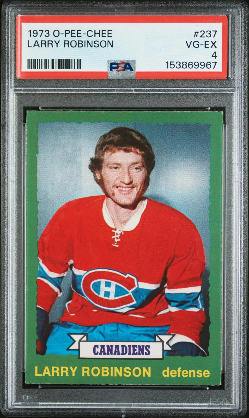1973 O-Pee-Chee OPC Hockey Rookie Larry Robinson RC PSA 4 