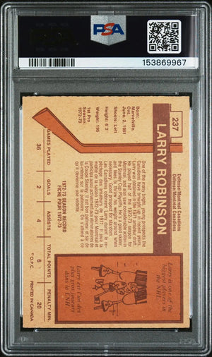 1973 O-Pee-Chee OPC Hockey Rookie Larry Robinson RC PSA 4 