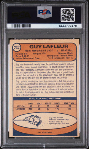 1974 O-Pee-Chee OPC Hockey Guy Lafleur #232 PSA 4 NEW CERT 