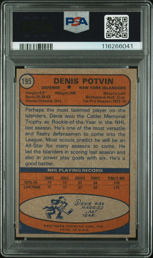 1974 Topps Hockey Denis Potvin #195 PSA 8 LOW POP 