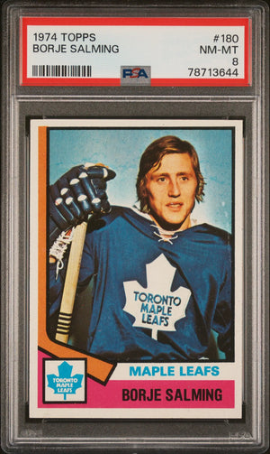 1974 Topps Hockey Rookie Borje Salming #180 PSA 8 