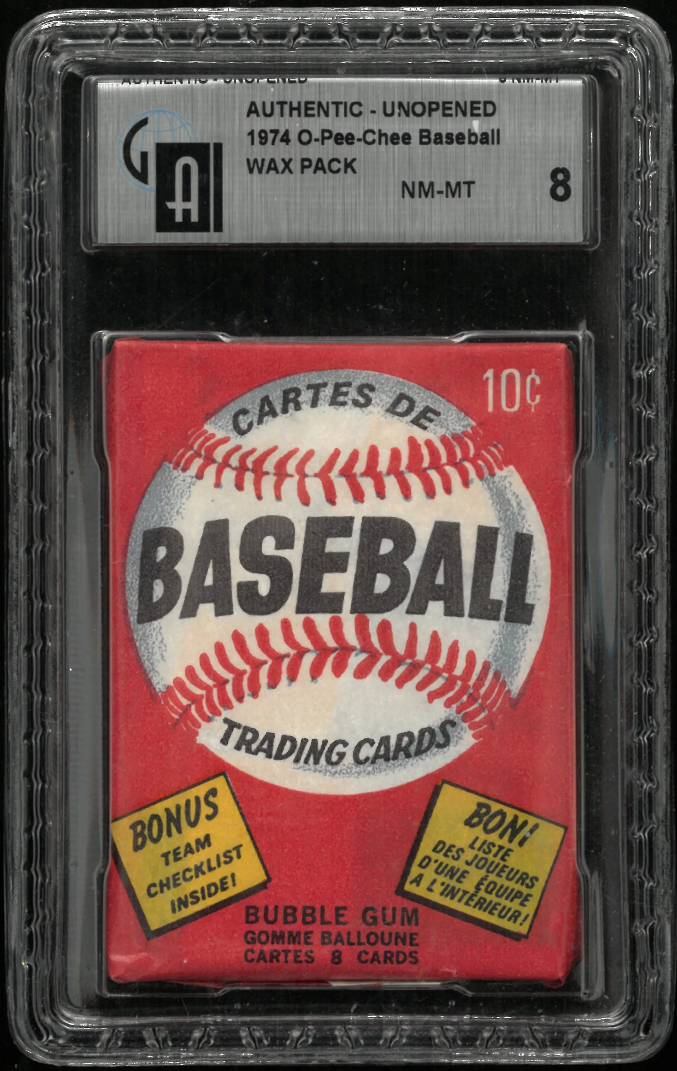 1974 Unopened O-Pee-Chee Baseball Wax Pack GAI 8 