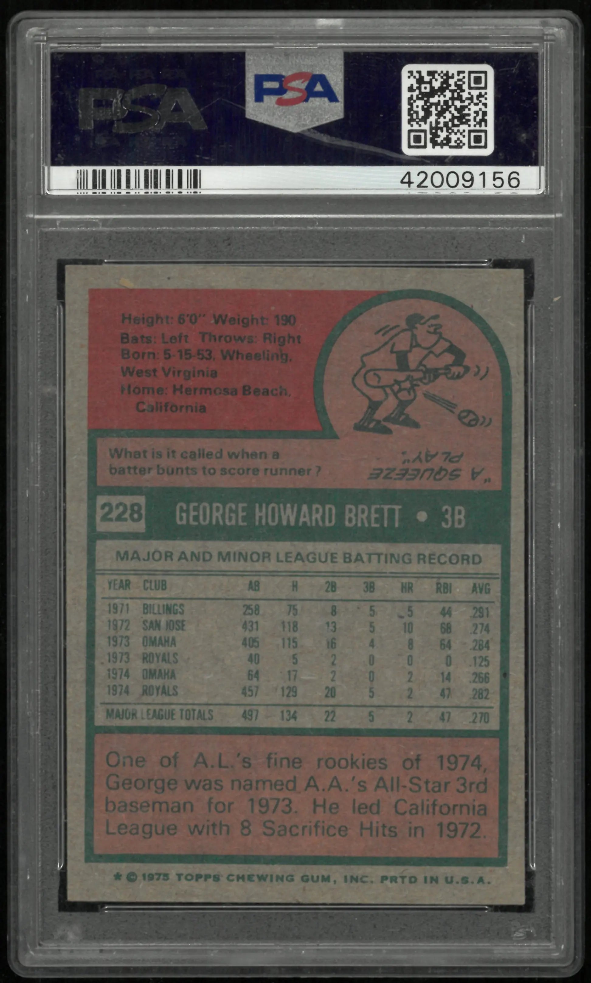 1975 Topps George Brett #228 PSA 7 