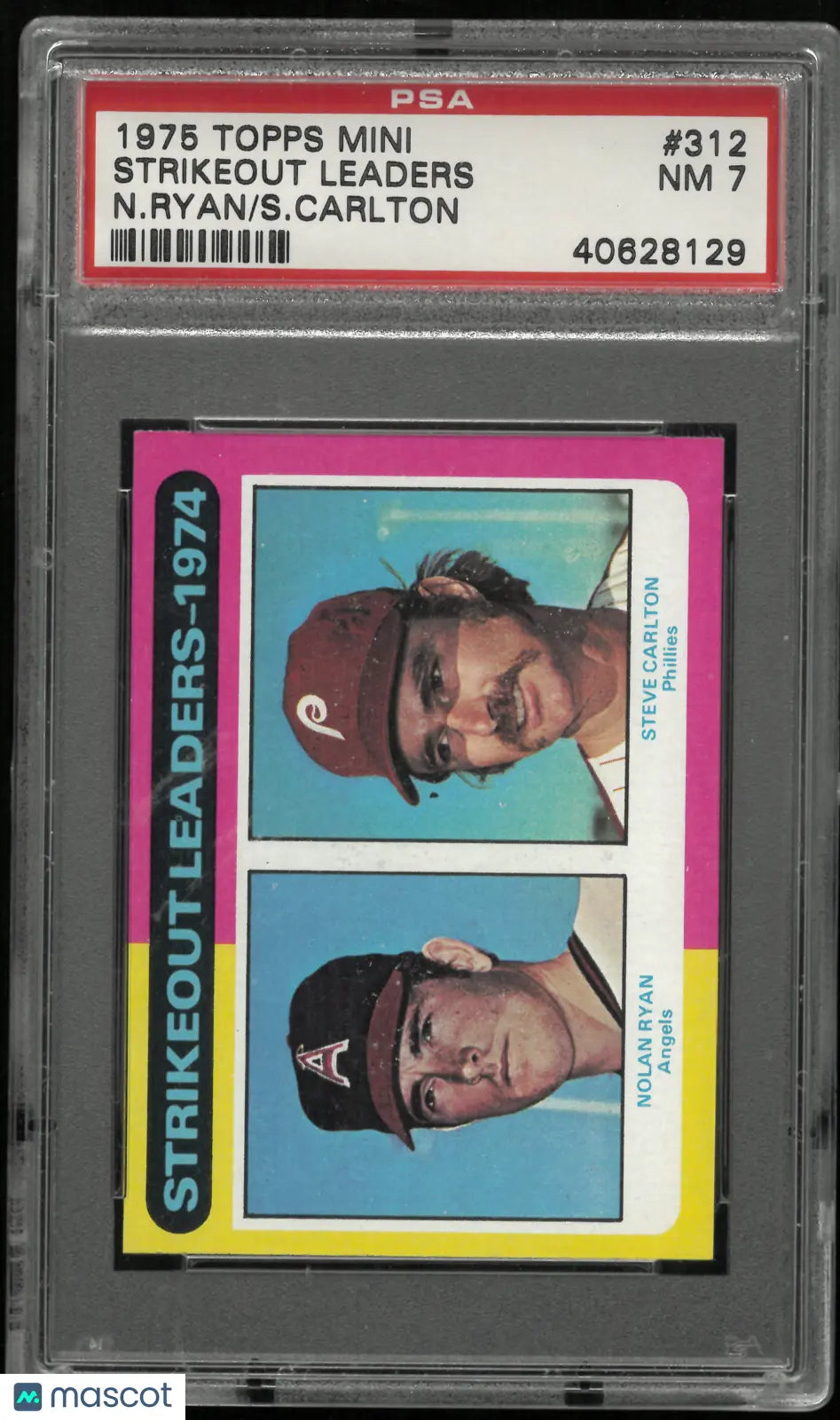 1975 Topps Mini Strikeout Leaders N. Ryan S. Carlton PSA 7 