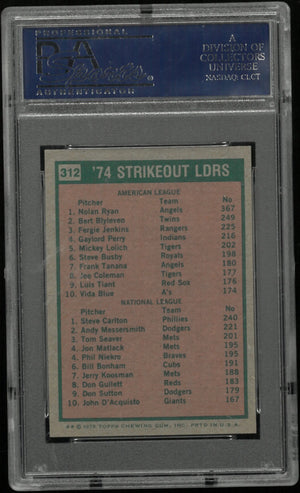1975 Topps Mini Strikeout Leaders N. Ryan S. Carlton PSA 7 