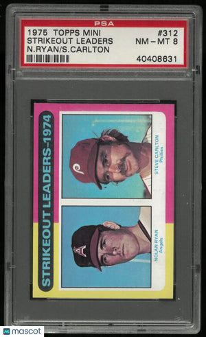 1975 Topps Mini Strikeout Leaders N. Ryan S. Carlton PSA 8 