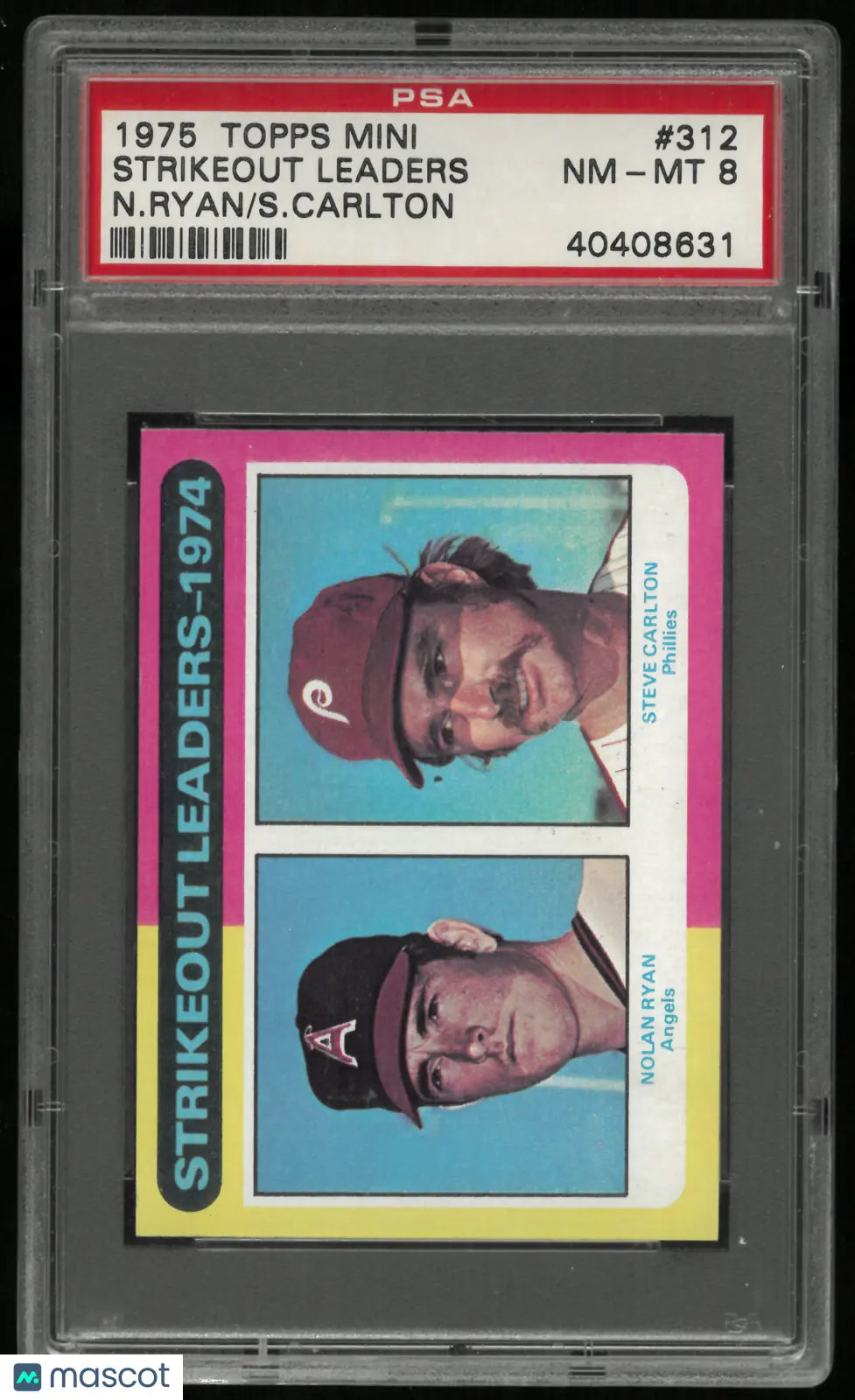 1975 Topps Mini Strikeout Leaders N. Ryan S. Carlton PSA 8 
