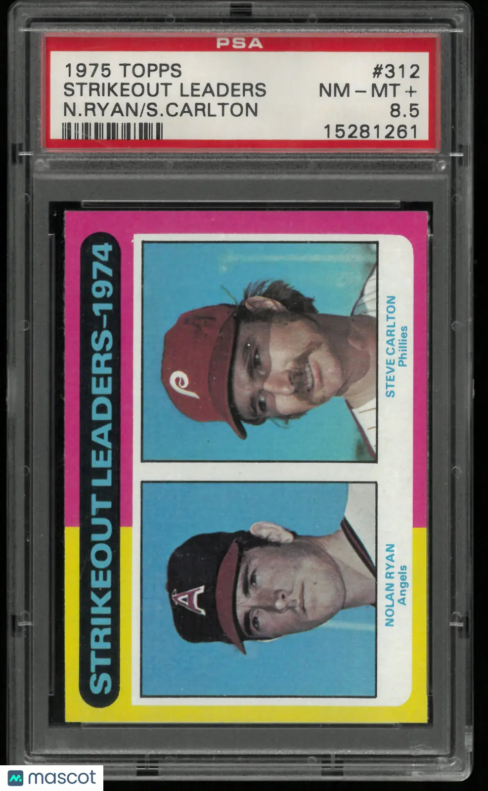 1975 Topps Strikeout Leaders N. Ryan S. Carlton PSA 8.5 