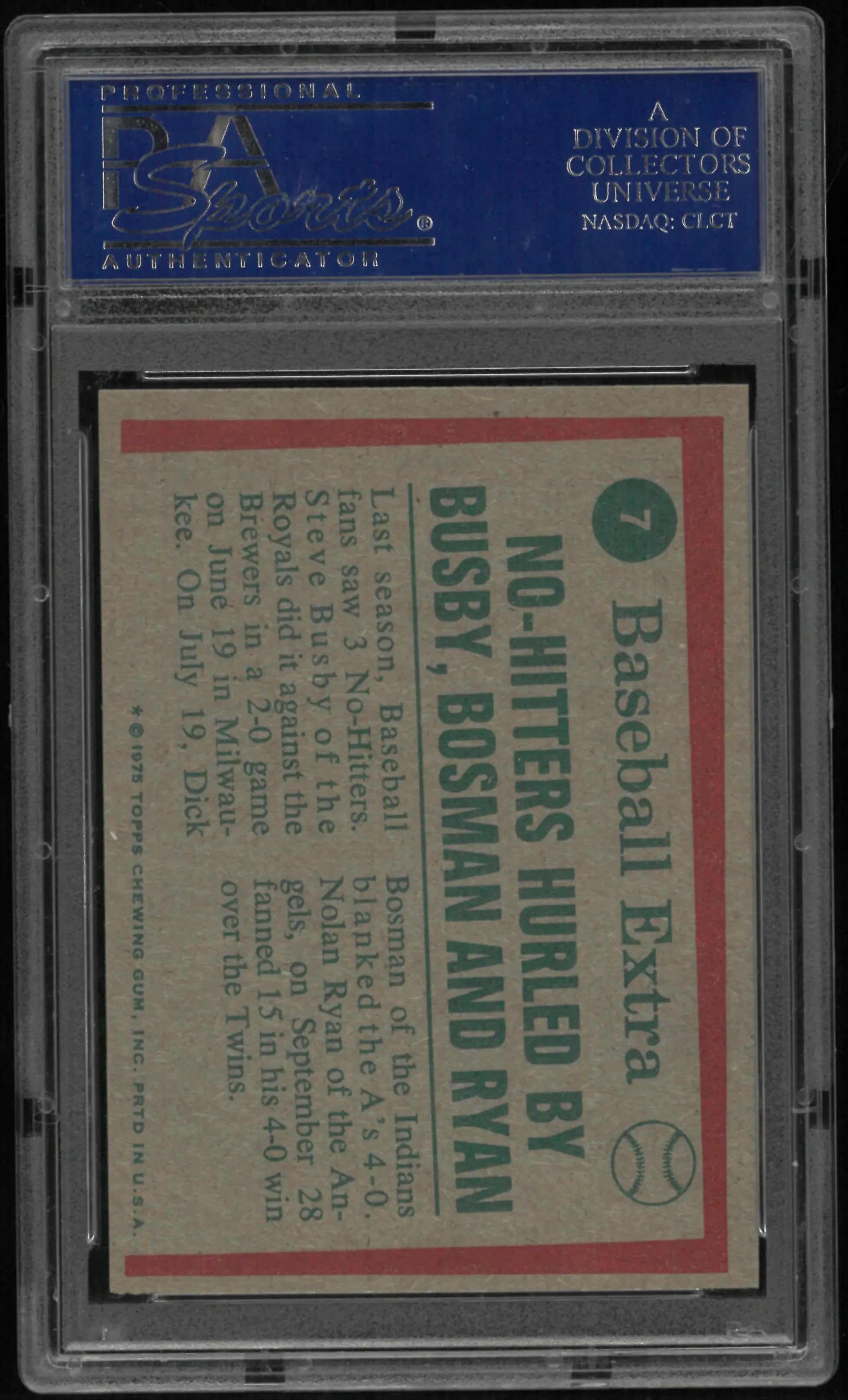 1975 Topps '74 Highlights S. Busby D. Bosman N. Ryan PSA 8 
