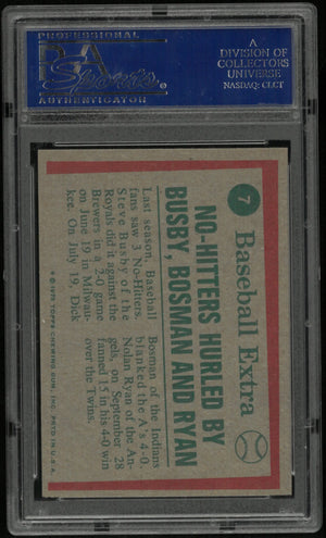 1975 Topps '74 Highlights S. Busby D. Bosman N. Ryan PSA 8 