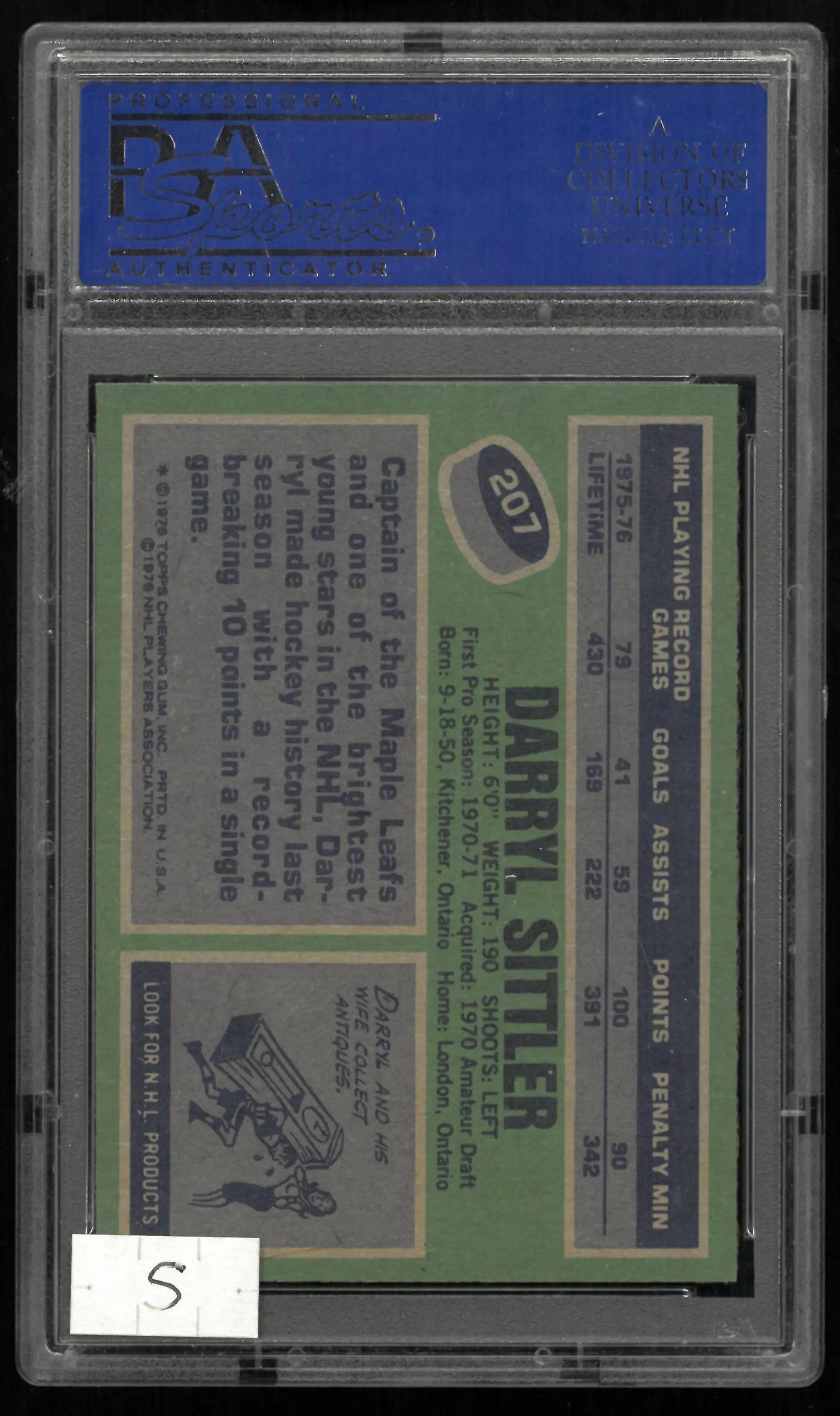 1976 Topps Darryl Sittler PSA 8 