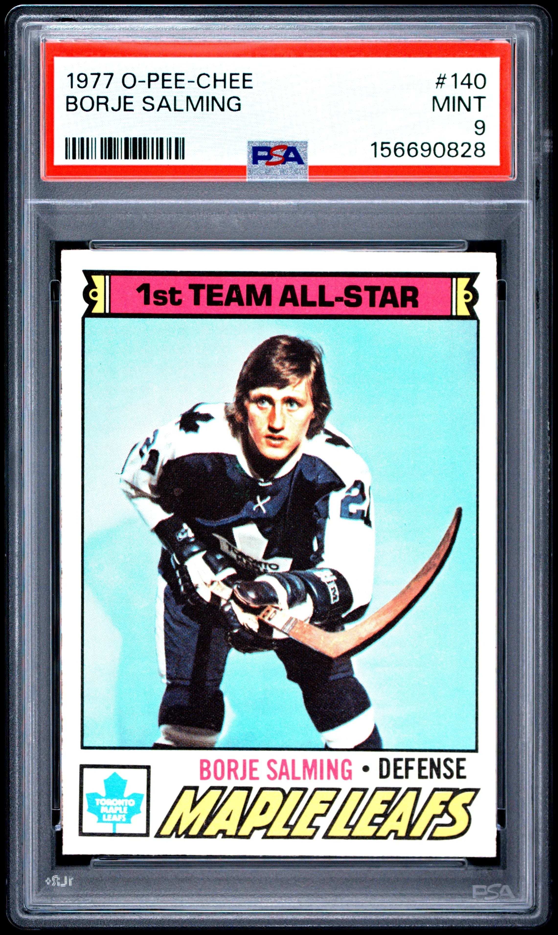 1977 O-Pee-Chee OPC Hockey Borje Salming PSA 9 