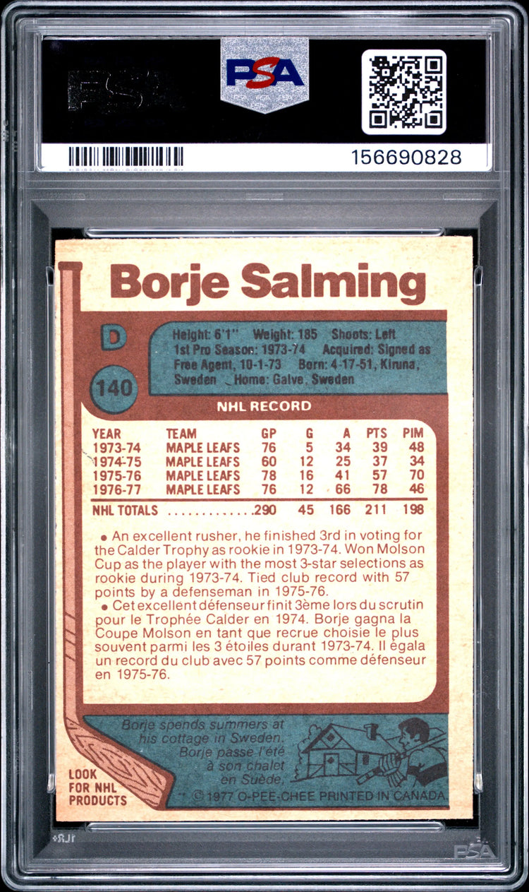 1977 O-Pee-Chee OPC Hockey Borje Salming PSA 9 