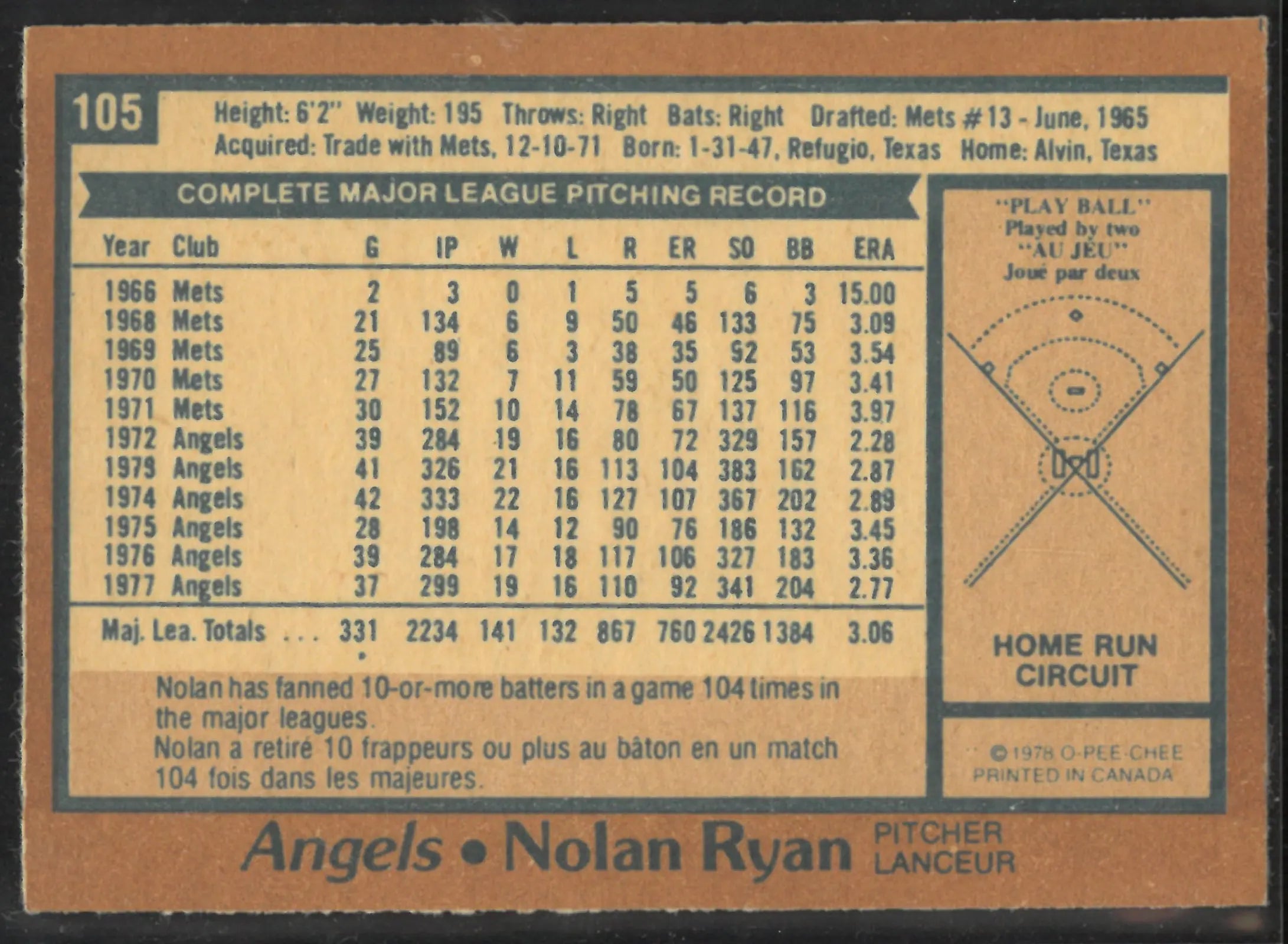 1978 O-Pee-Chee Nolan Ryan 