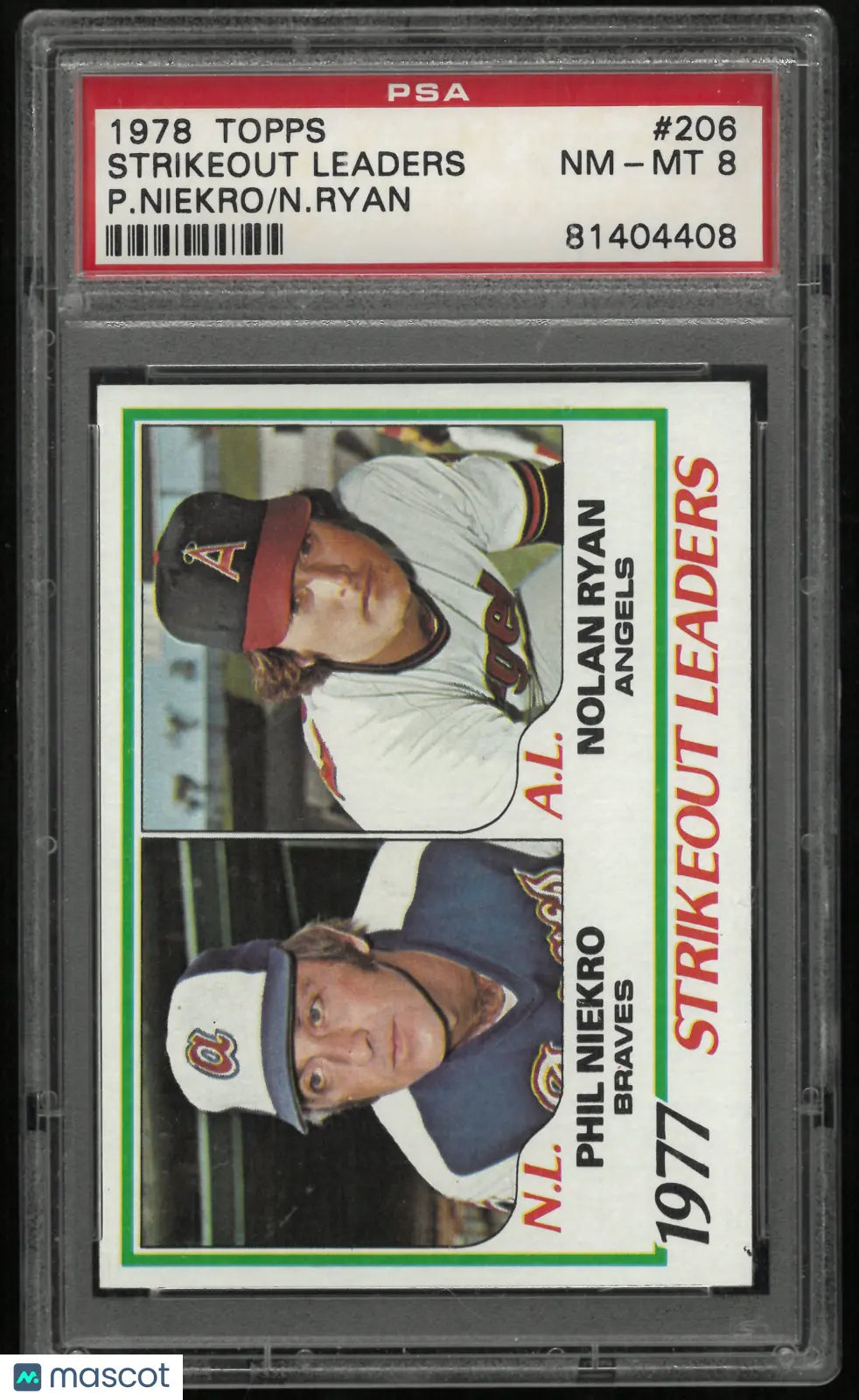 1978 Topps Strikeout Leaders  P. Niekro N. Ryan PSA 8 