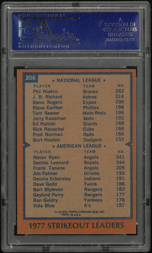 1978 Topps Strikeout Leaders  P. Niekro N. Ryan PSA 8 