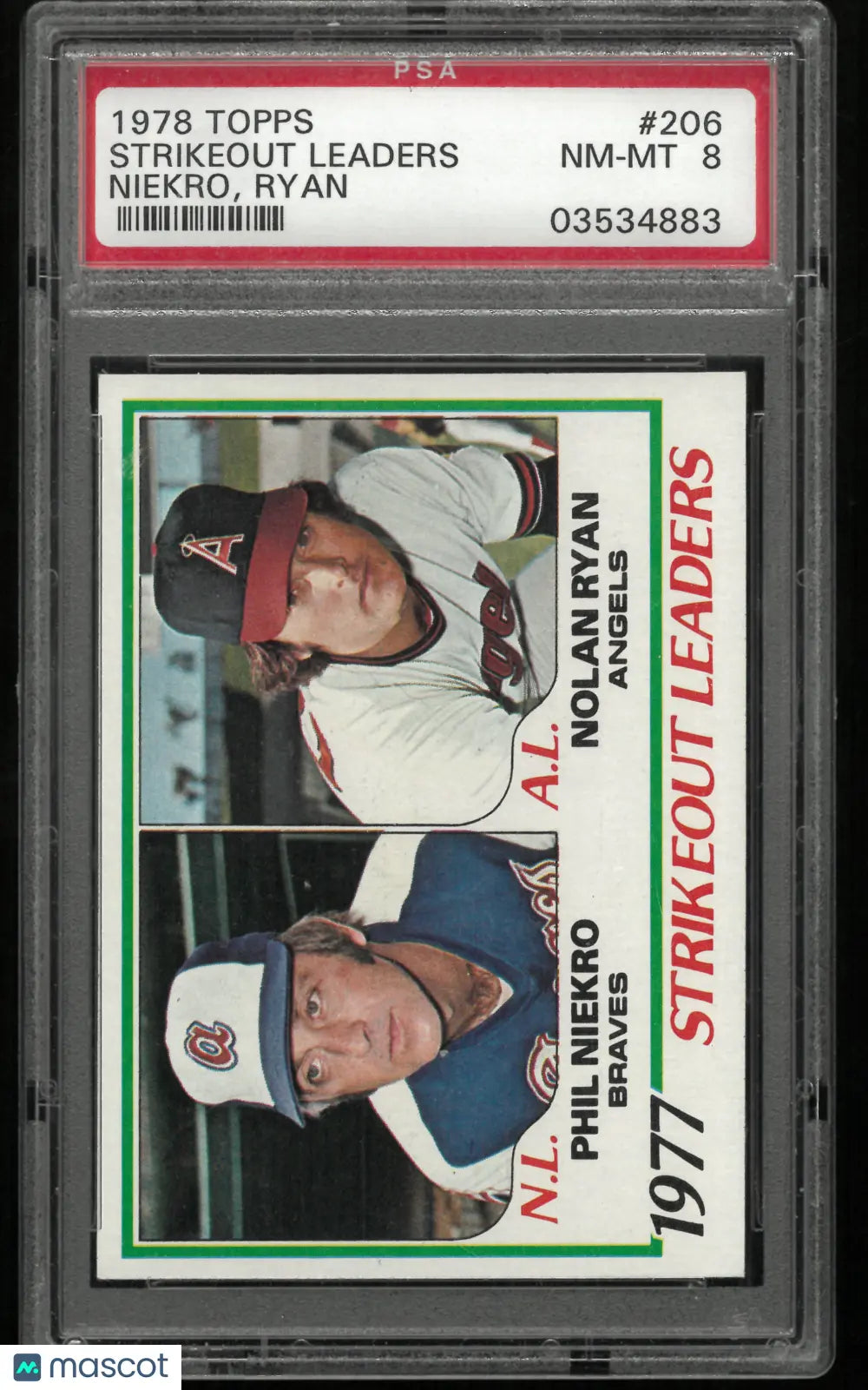 1978 Topps Strikeout Leaders P. Niekro N. Ryan PSA 8 