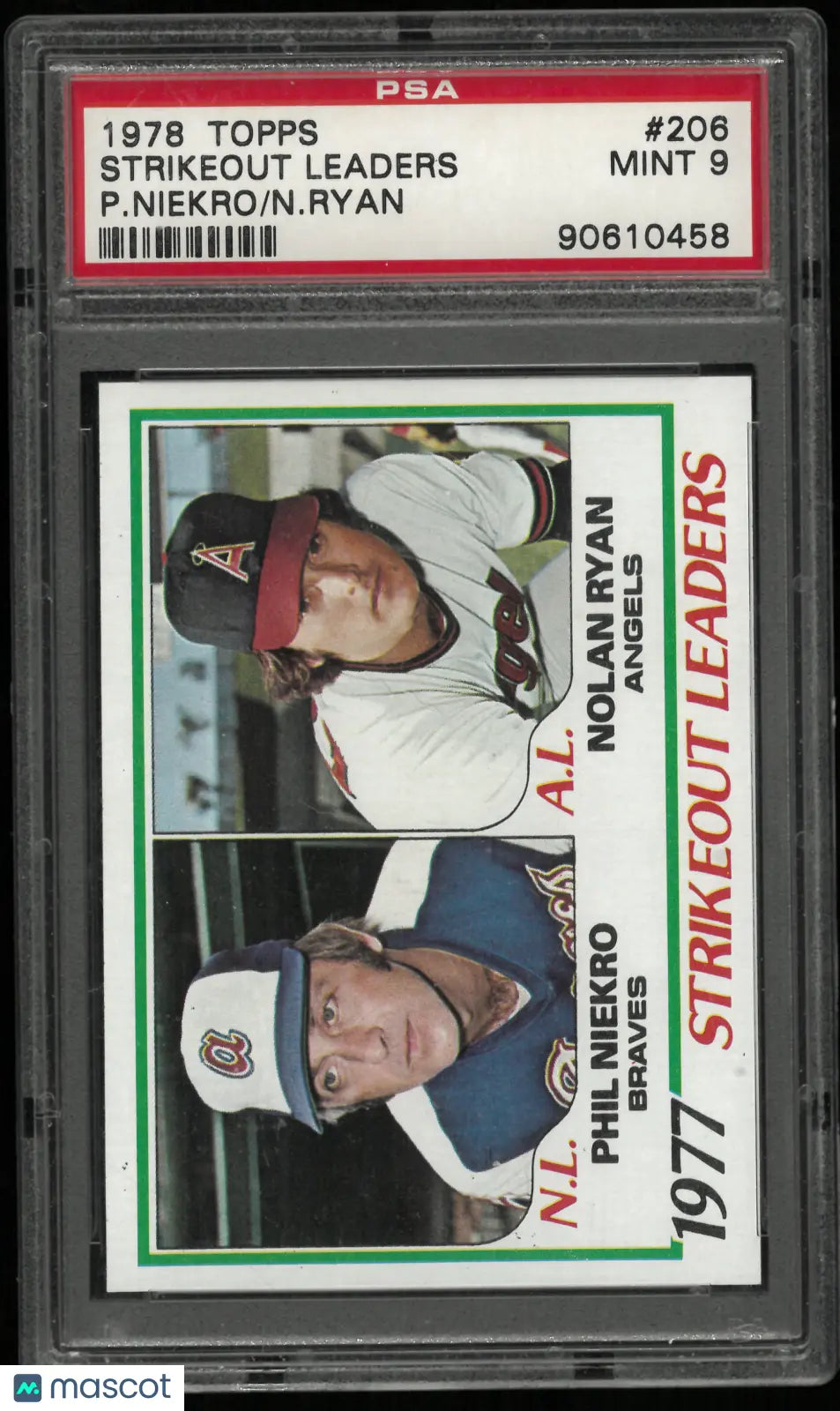 1978 Topps Strikeout Leaders P. Niekro N. Ryan PSA 9 