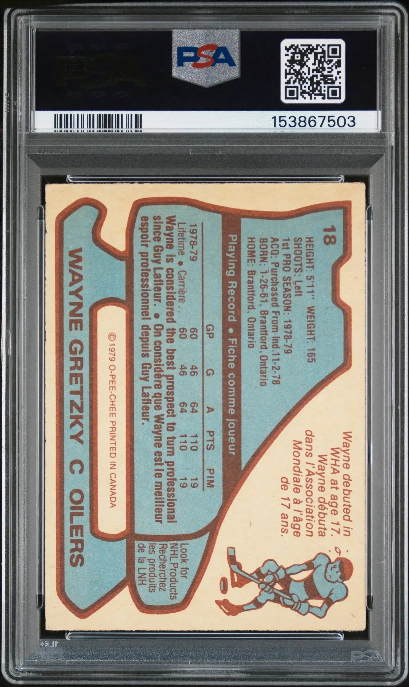 1979-80 O-Pee-Chee OPC Hockey Wayne Gretzky RC Rookie PSA 3 