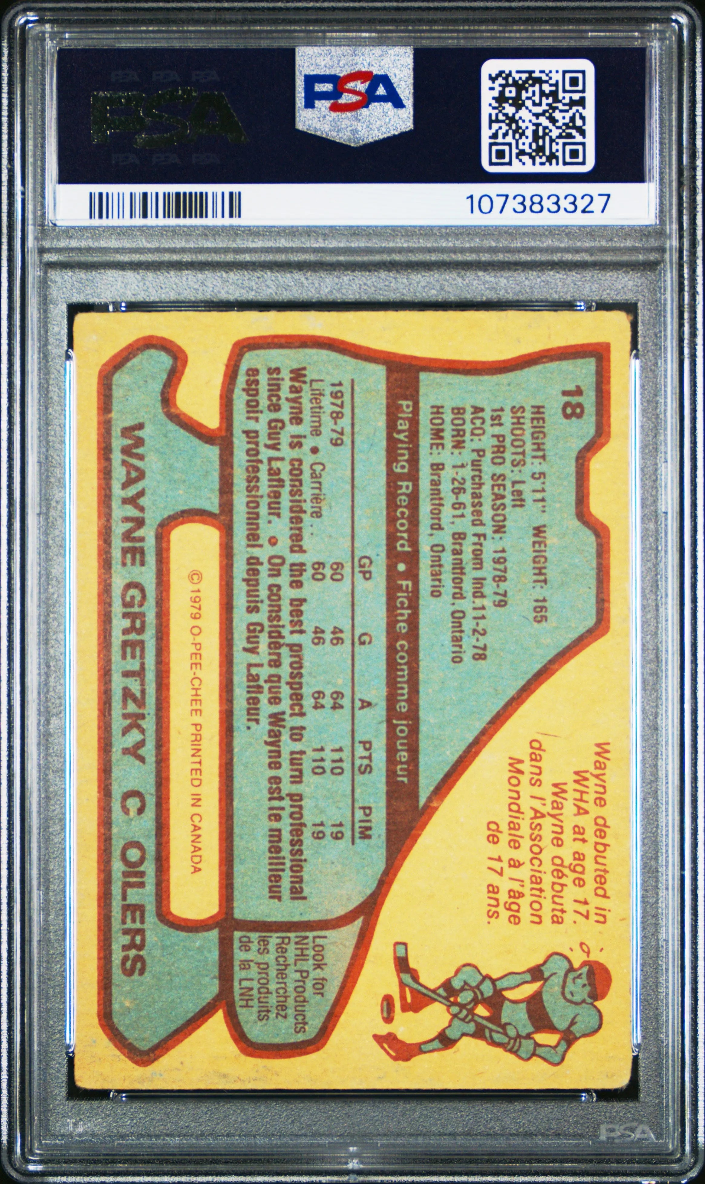 1979 O-Pee-Chee Hockey Wayne Gretzky RC Rookie PSA 2.5 #18 