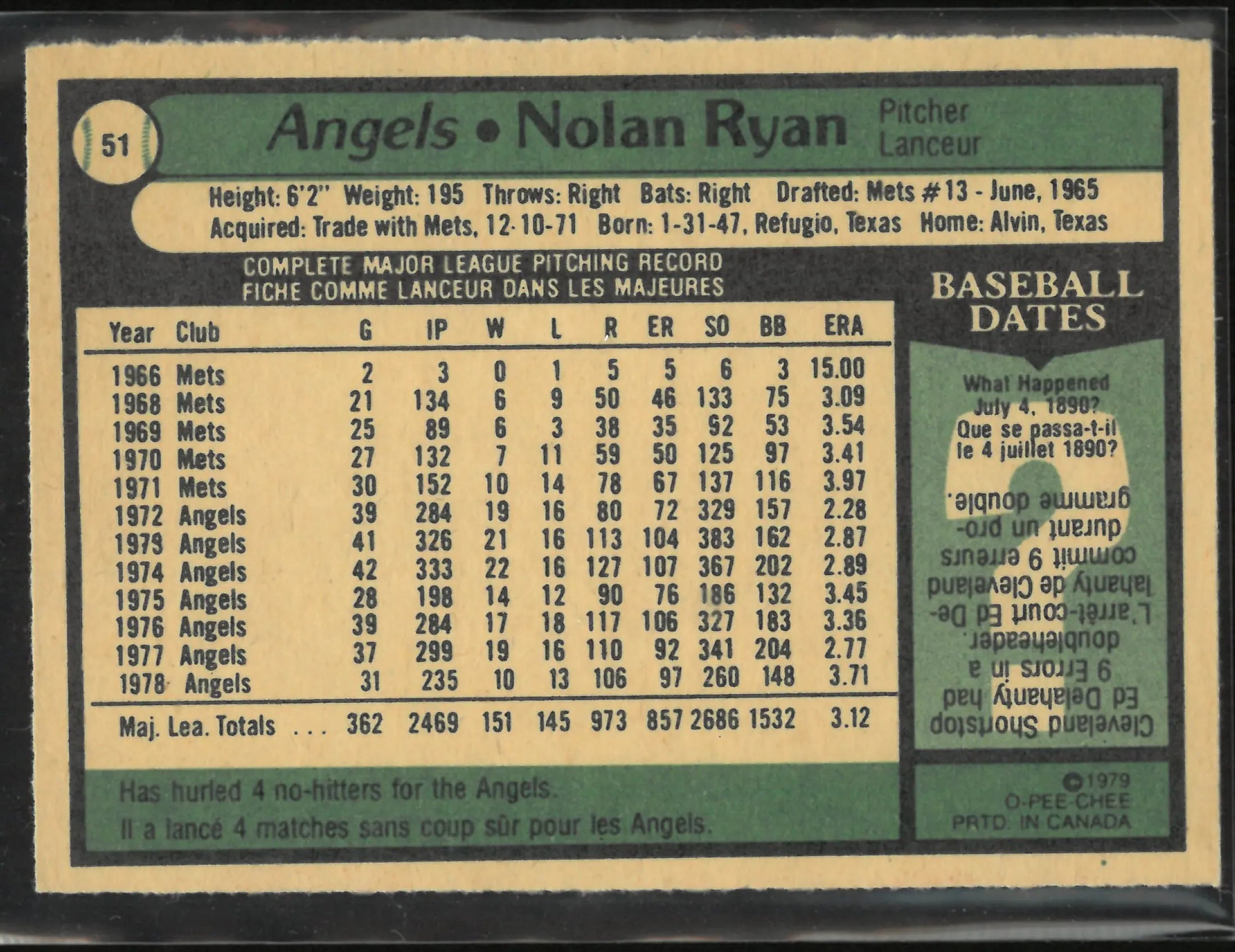 1979 O-Pee-Chee Nolan Ryan 