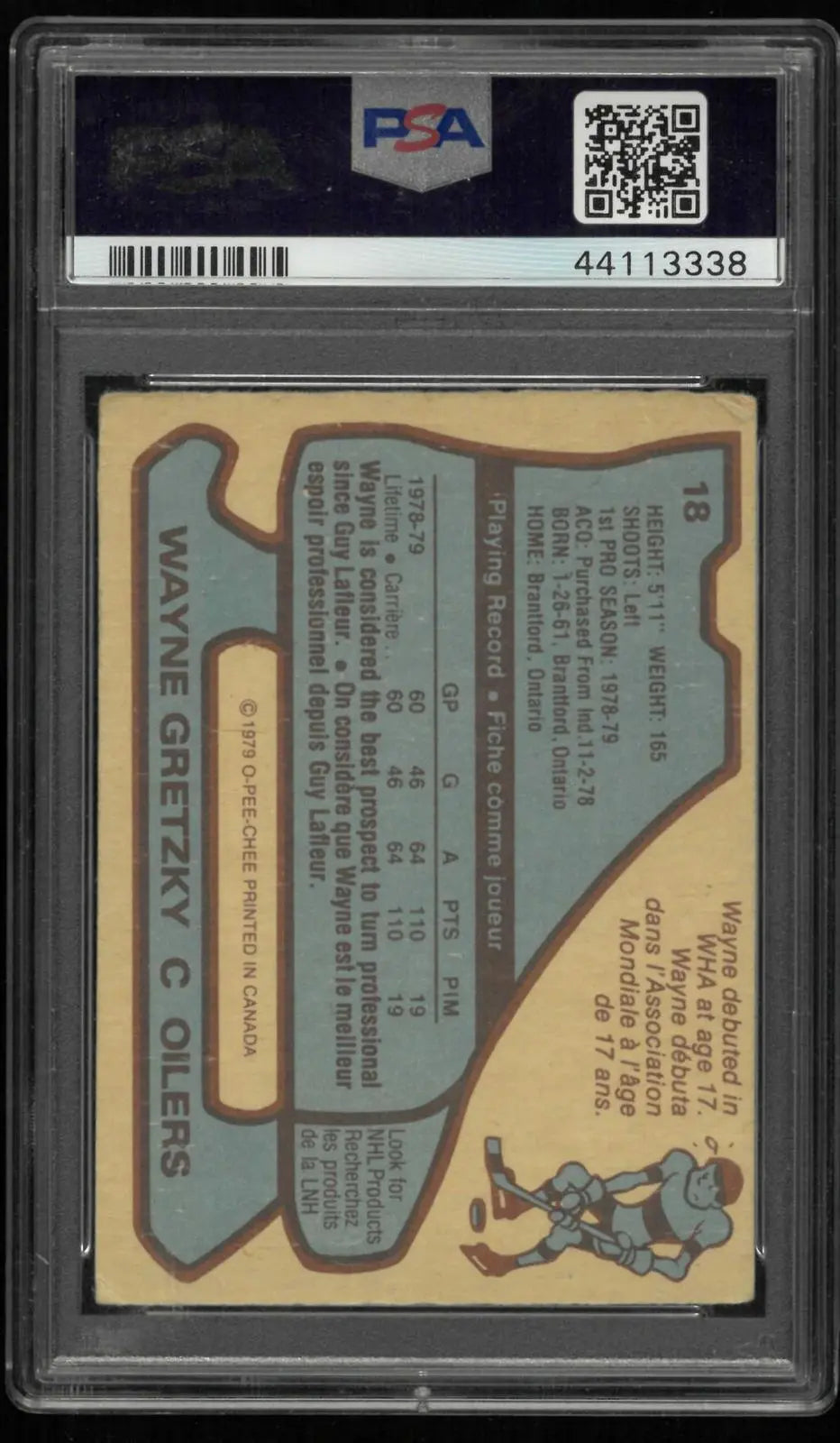 1979 O-Pee-Chee OPC Hockey Rookie Wayne Gretzky RC PSA 1 