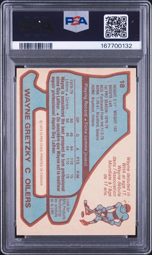 1979 O-Pee-Chee OPC Vintage Hockey Rookie Wayne Gretzky RC PSA 5 