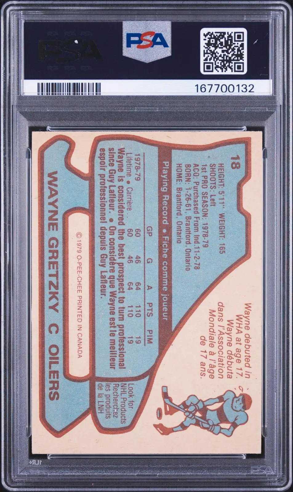 1979 O-Pee-Chee OPC Vintage Hockey Rookie Wayne Gretzky RC PSA 5 