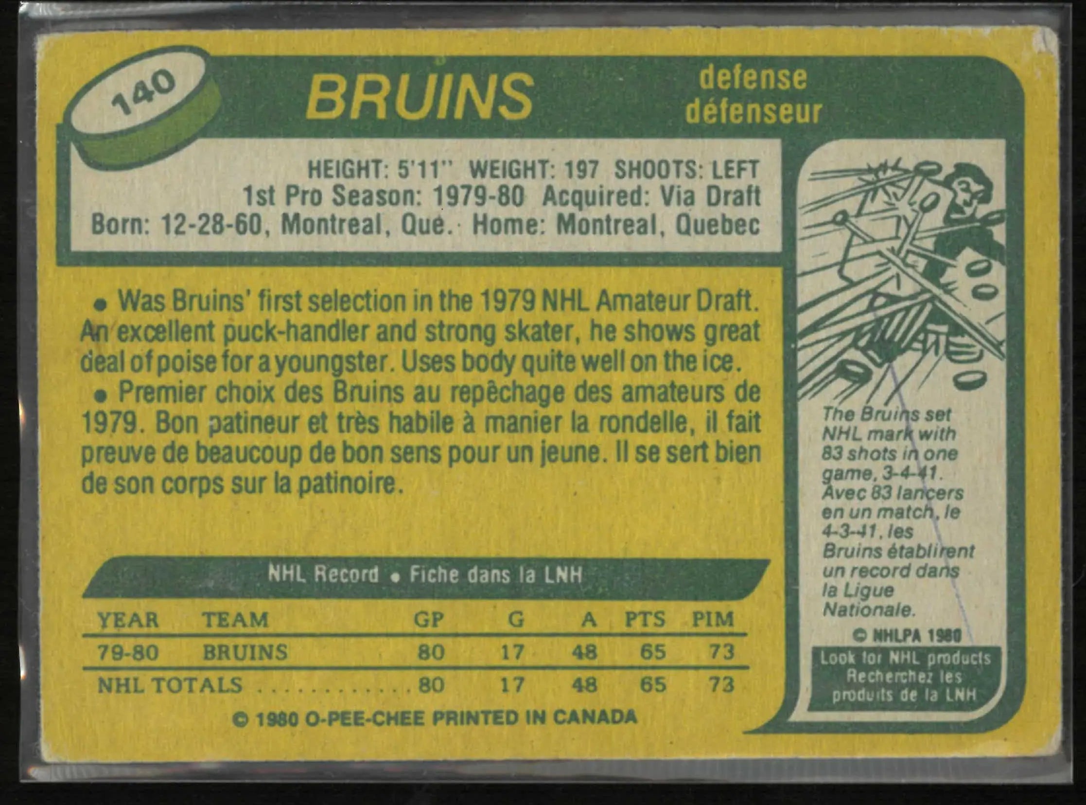 1980 O-Pee-Chee OPC Hockey Ray Bourque 