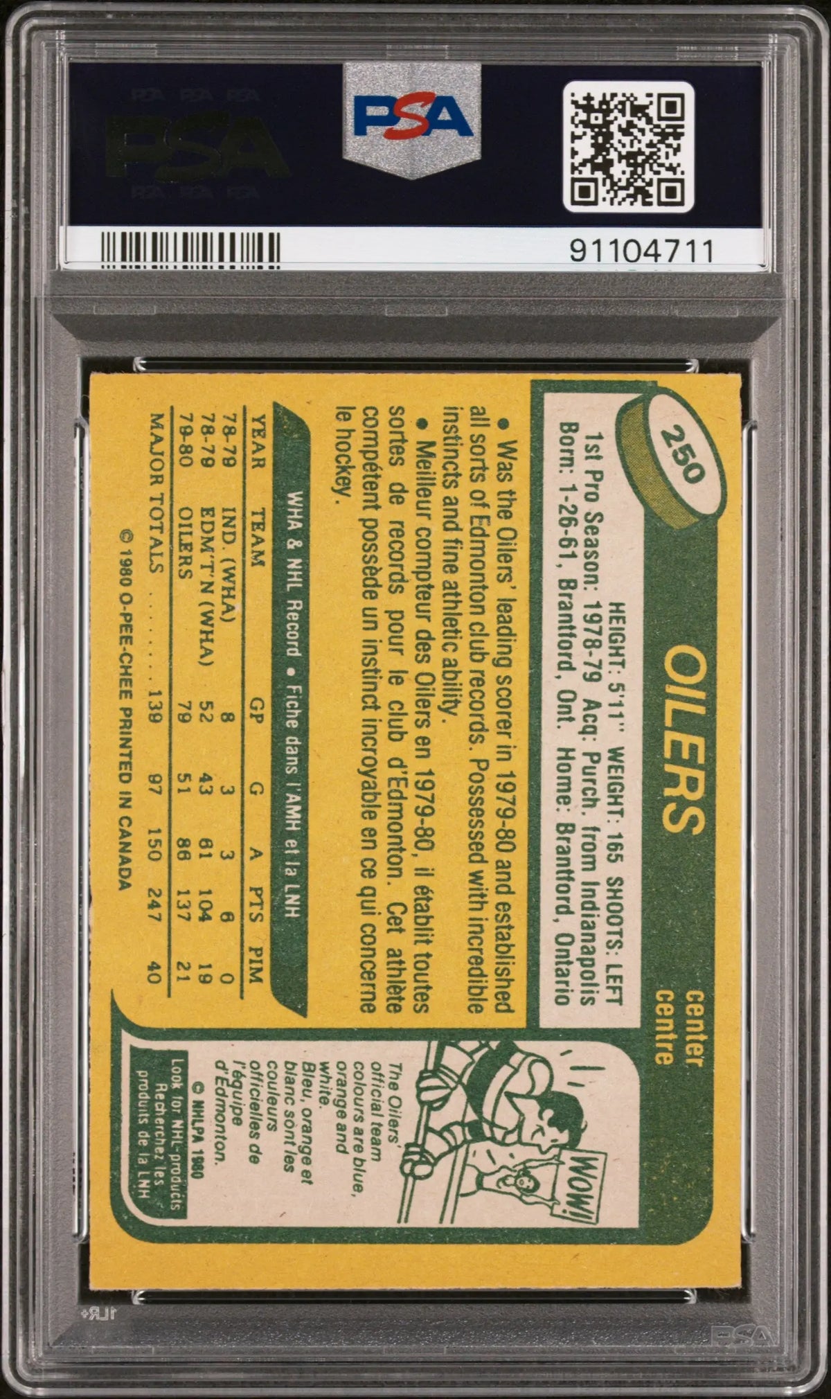 1980 O-Pee-Chee OPC Hockey Wayne Gretzky PSA 6 